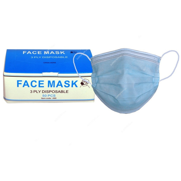 Disposable Mask, AMI, 3 Layer, Blue, 50 Pcs/Pack