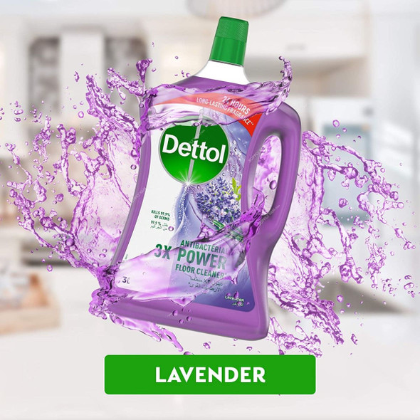 Dettol Antibacterial Power Floor Cleaner, Lavender, 3 Ltrs