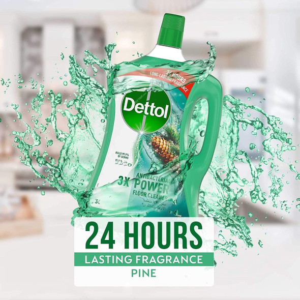 Dettol Antibacterial Power Floor Cleaner, Pine, 3 Ltrs