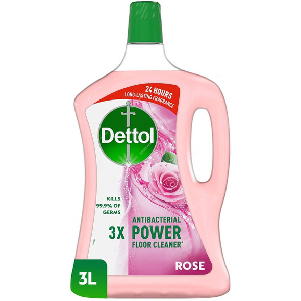 Dettol Antibacterial Power Floor Cleaner, Rose, 3 Ltrs