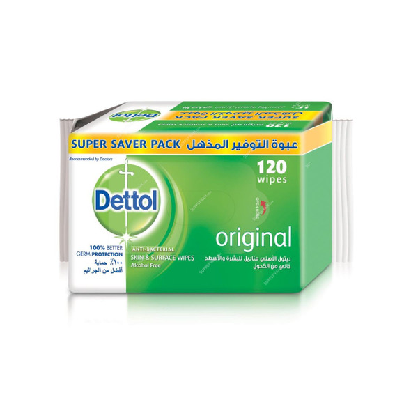 Dettol Original Anti-Bacterial Multi-Use Wipes, 120 Pcs/Pack