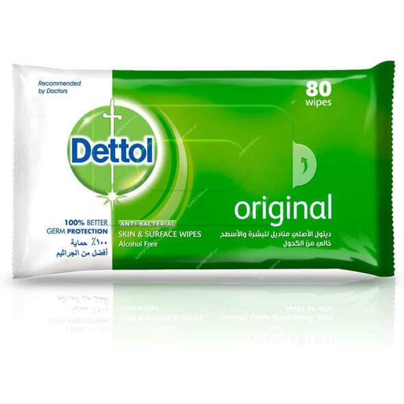 Dettol Original Anti-Bacterial Multi-Use Wipes, 80 Pcs/Pack