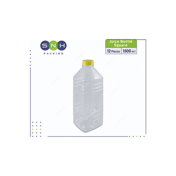 Snh Juice Bottle With Lid, 050CJB1500SQ20, Plastic, 1500ML, Clear, 12 Pcs/Pack