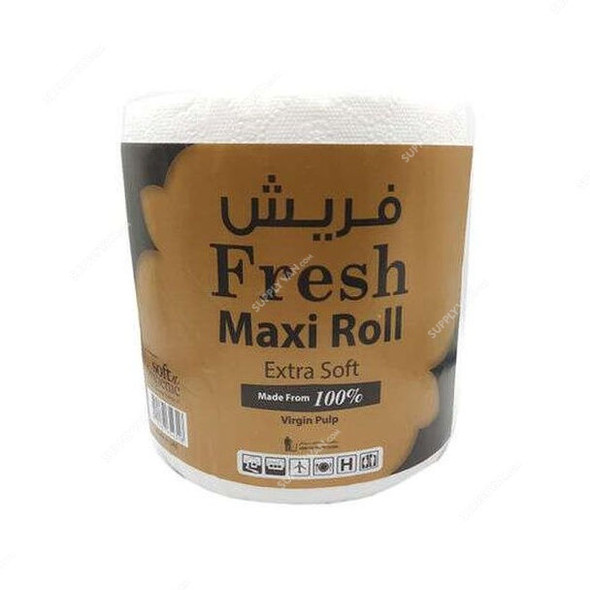 Fresh Embossed Maxi Roll Tissue, 6923701648316, 1000GM Roll, White