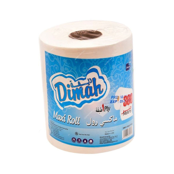 Dimah Maxi Roll Tissue, 1 Ply, 800 Mtrs, White