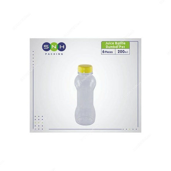 Snh Juice Bottle With Lid, 050CJB2002, Plastic, 200ML, Clear, 6 Pcs/Pack