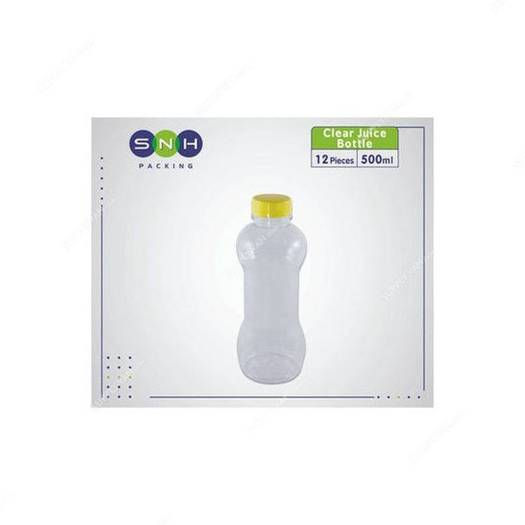Snh Juice Bottle With Lid, 050CJB50016, Plastic, 500ML, Clear, 12 Pcs/Pack