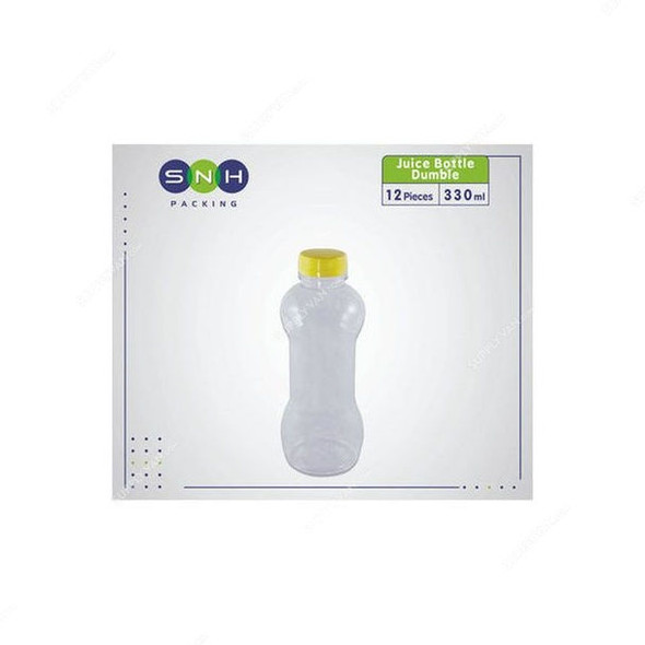 Snh Juice Bottle With Lid, 050CJB33015, Plastic, 330ML, Clear, 12 Pcs/Pack