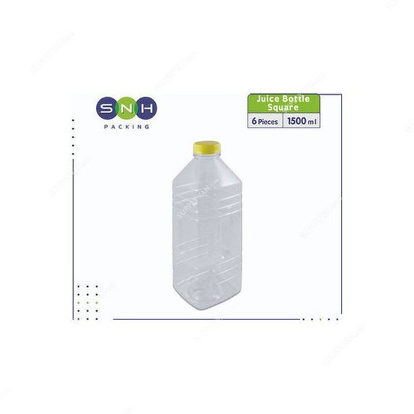 Snh Juice Bottle With Lid, 050CJB1500SQ10, Plastic, 1500ML, Clear, 6 Pcs/Pack