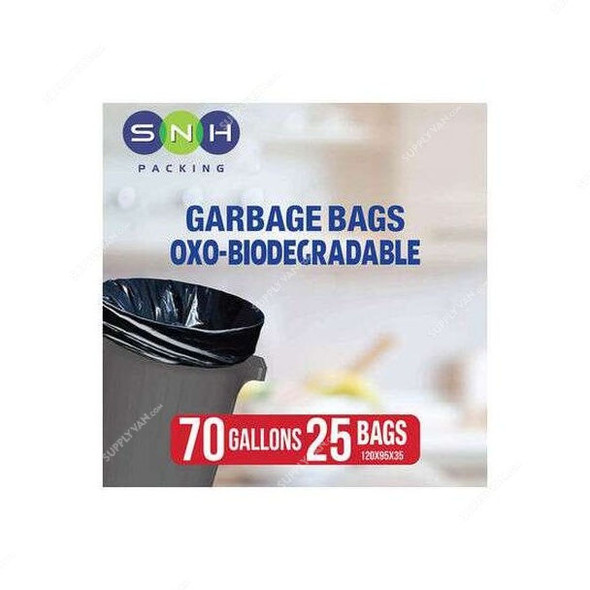 Snh Oxo-Biodegradable Garbage Bag, GB01, 75 Gal, Plastic, Black, 50 Pcs/Pack