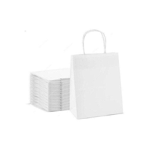 Snh Twisted Handle Shopping Bag, KRAFPW32-50, M, White, 50 Pcs/Pack