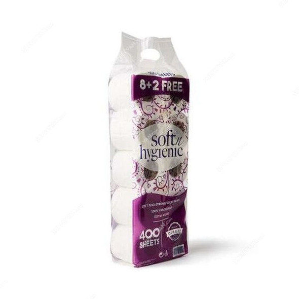 Snh Toilet Paper Roll, SNHTP400, White, 500 Pcs x 10 Rolls