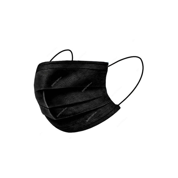 Snh Disposable Face Mask, 315926fy, Non-Woven, 3 Layer, Black, 50 Pcs/Pack
