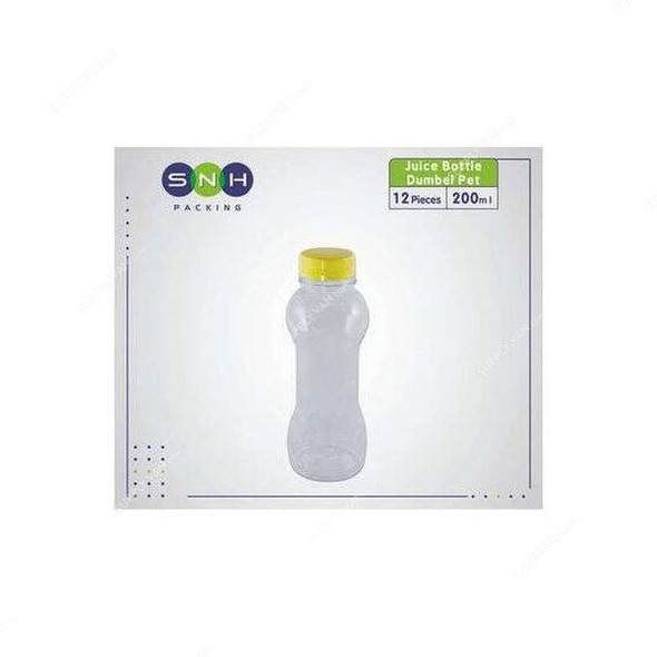 Snh Juice Bottle With Lid, 050CJB20012, Plastic, 200ML, Clear, 12 Pcs/Pack