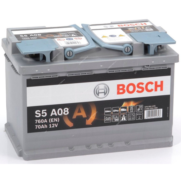 Bosch S5 A08 Starter Battery, 0092S5A080, 12V, 70Ah, 760A
