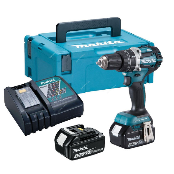 Makita Cordless Combi Drill, DHP484RFJ, 2x 3.0Ah Battery, 1x 18V Charger, 13MM