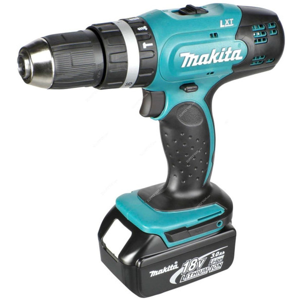 Makita Cordless Hammer Drill, DHP453RFE, 2x 3.0Ah Battery, 1x 18V Charger, 13MM