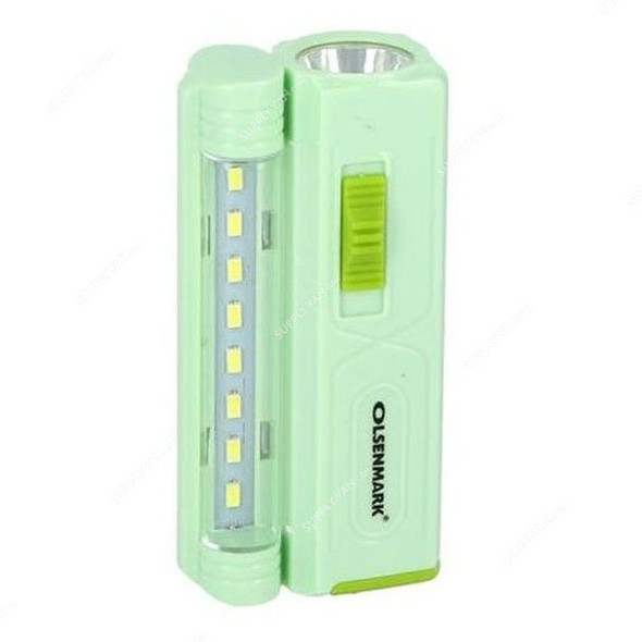 Olsenmark Rechargeable LED Emergency Light With Solar Panel, OME2779, 4V, 600mAh, Green