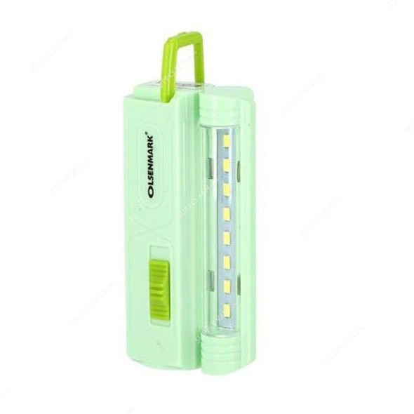 Olsenmark Rechargeable LED Emergency Light With Solar Panel, OME2779, 4V, 600mAh, Green