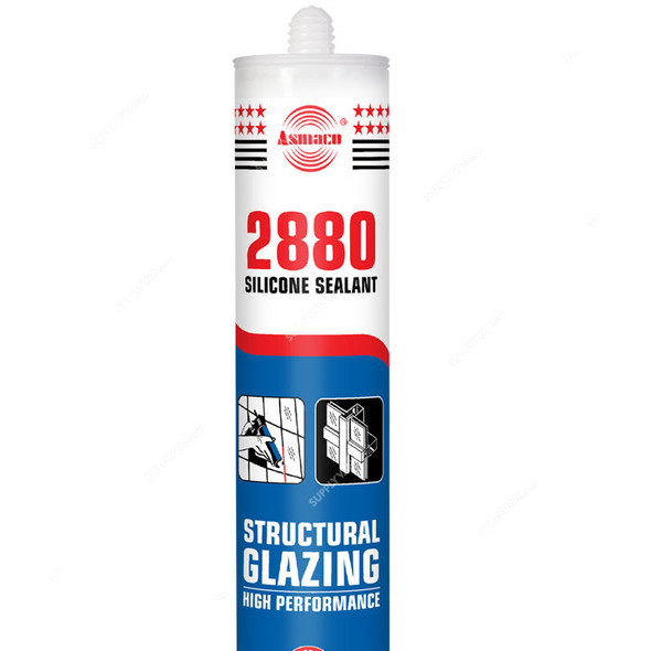 Asmaco Structural Glazing Silicone Sealant, 2880, 280ML, Clear, 24 Pcs/Carton