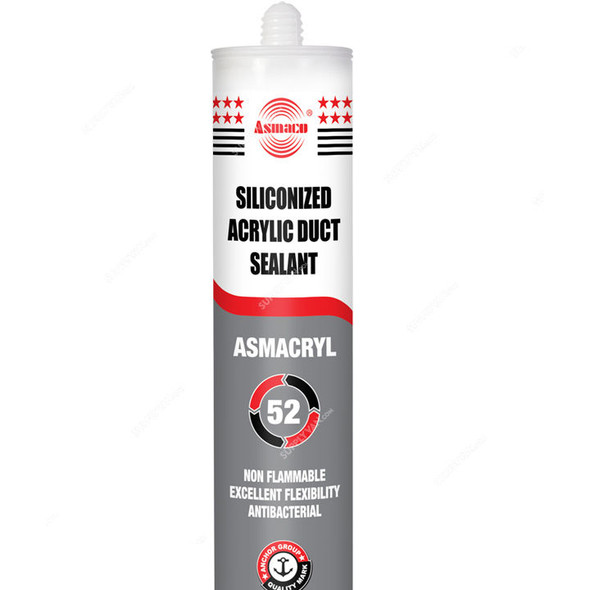 Asmaco Siliconized Duct Sealant, Asmacryl 52, 460GM, Grey, 24 Pcs/Carton
