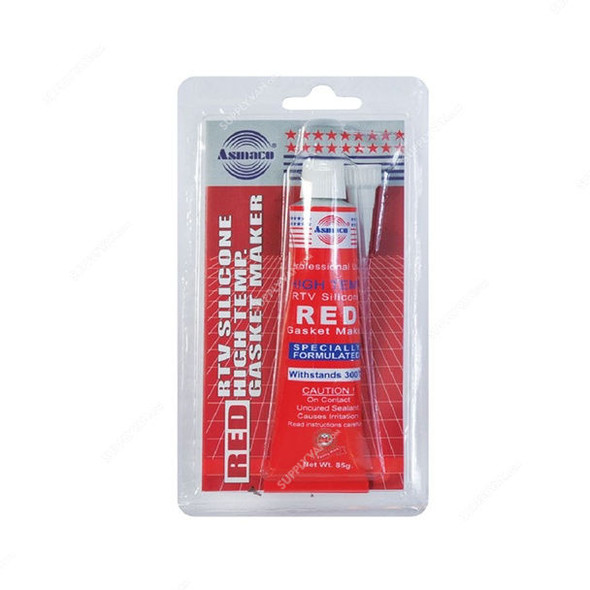 Asmaco RTV Sealant Silicone Gasket Maker, 85GM, Red, 12 Pcs/Carton