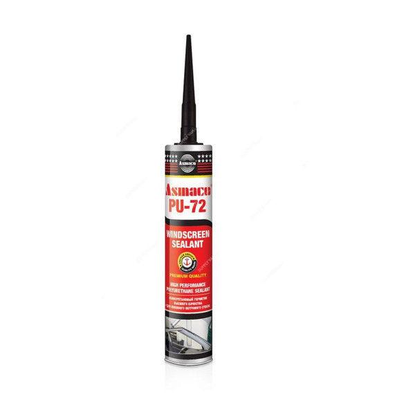 Asmaco Windscreen Sealant, PU 72, 280ML, Black, 12 Pcs/Carton