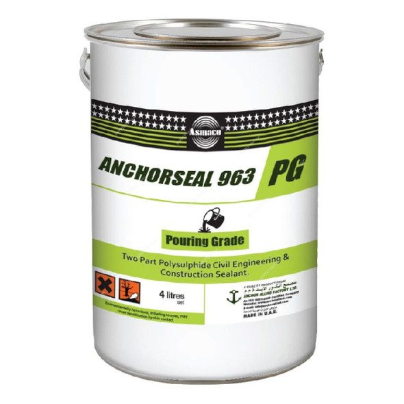 Asmaco Pouring Grade Polysulphide Sealant, Anchorseal 963, 4 Ltrs, Grey and Black, 4 Pcs/Carton