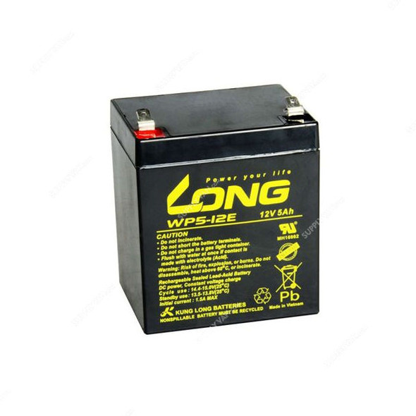 Long Valve Regulated Lead Acid Battery, WP5-12, 12V, 5Ah