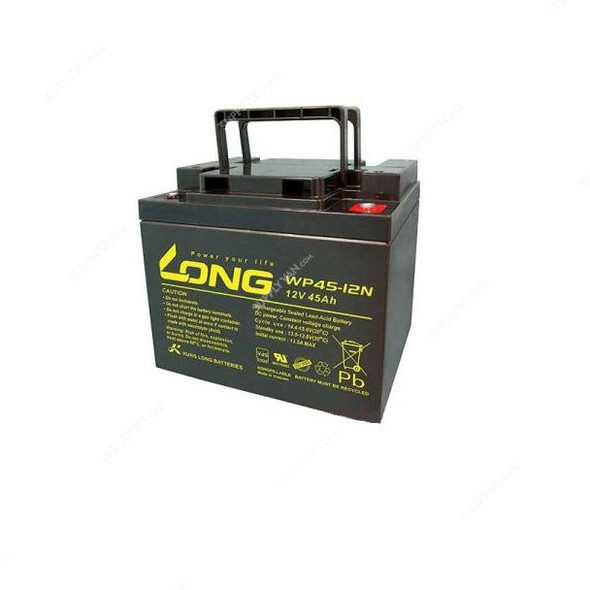 Long Rechargeable Sealed Lead Acid Battery, WP45-12N, 12V, 45Ah/20 Hr