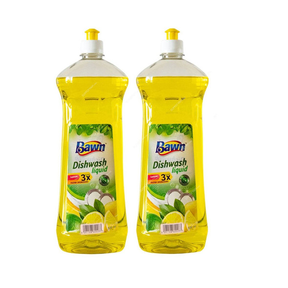 Bawn Dishwash Liquid, Lemon Fragrance, 500ml, 2 Pcs/Pack