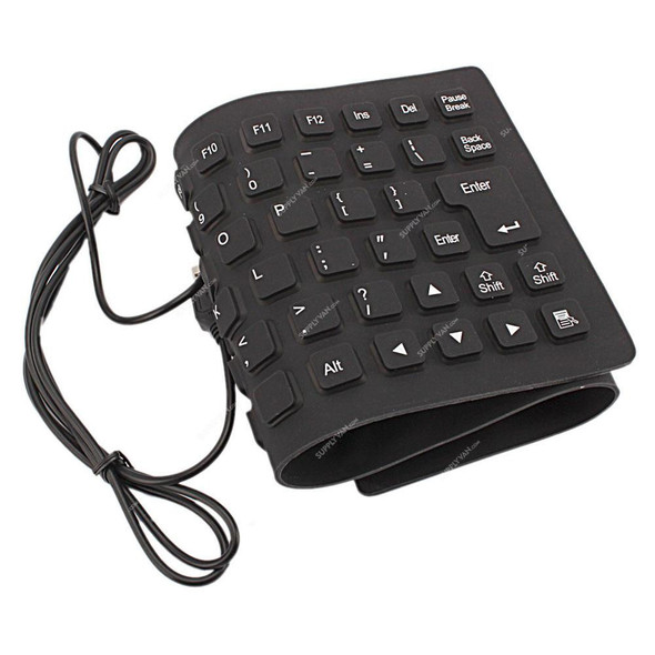 Flexible USB Keyboard, Wired, English Only, Black