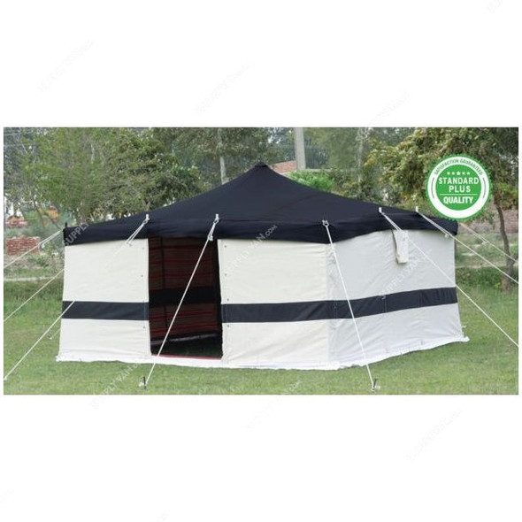 Arabic Deluxe Tent, AMT-103, Wood Stick, 4 x 4 Yards, White/Black