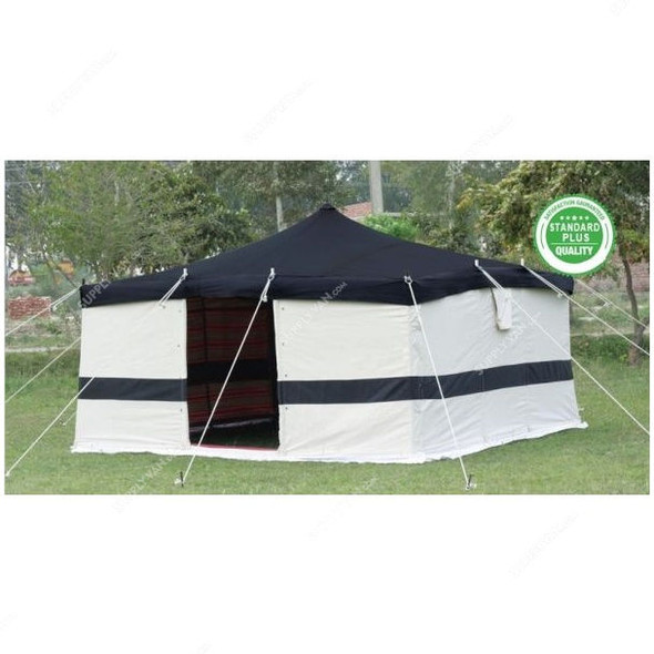 Arabic Deluxe Tent, AMT-104, Iron Stick, 4 x 4 Yards, Black/White
