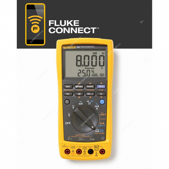 Fluke Process Calibrator Multimeter, 789, 1000VAC, Black/Yellow