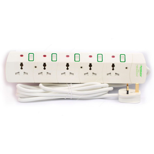 Terminator Universal Power Extension Socket, TPB-5G, 5 Way, 3 Mtrs, 13A