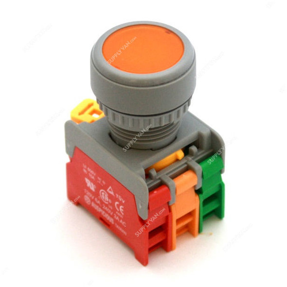 Auspicious Latching Type Illuminated Push Button Switch, GPFL-LXB, Flat Head, 220V, 22MM, Yellow
