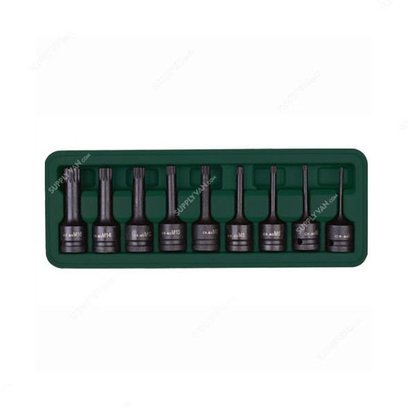 Uken Spline Impact Bit Socket Set, U1550, 1/2 Inch Drive, 9 Pcs/Set