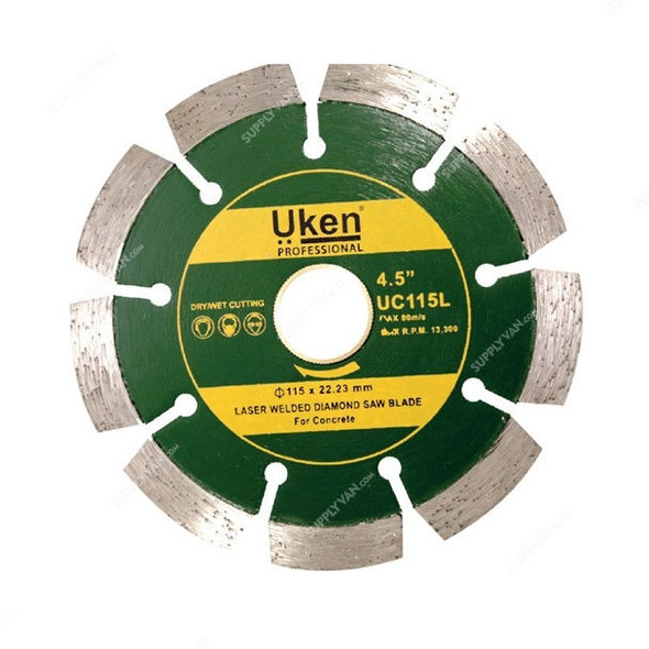 Uken Laser Welded Diamond Saw Blade, UC115L, 115 x 22.23MM