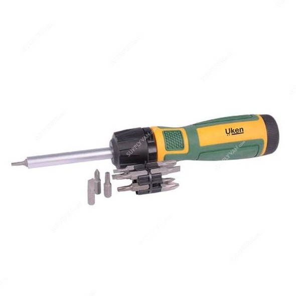 Uken Heavy Duty Ratchet Screwdriver Set, U6019, 13 Pcs/Set