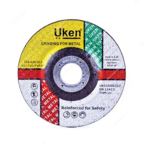 Uken Metal Grinding Disc, 615002, 7 Inch x 6MM