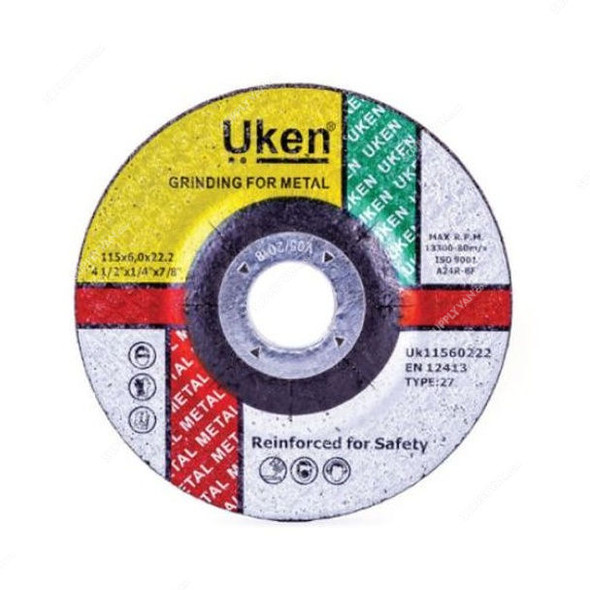 Uken Metal Grinding Disc, 615003, 9 Inch x 6MM