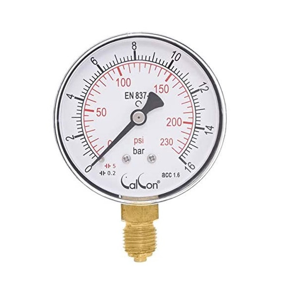 Calcon Pressure Gauge, 63MM, 1/4 Inch, BSP, 0-16 Bar