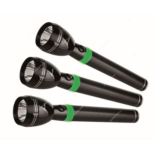 Sonashi Rechargeable LED Handheld Flashlight, SLT-2111, Ni-CD, 5W, 3.6V, Black, 3 Pcs/Pack