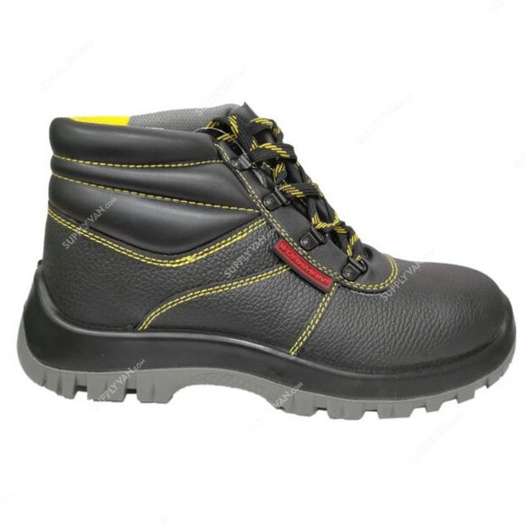 Workman High Ankle Safety Shoes, LZ-10, Leather, Size43, Yellow/Black