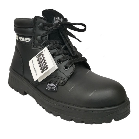 Armour Production Smooth Safety Shoes, LY-24, Leather, Size40, Black