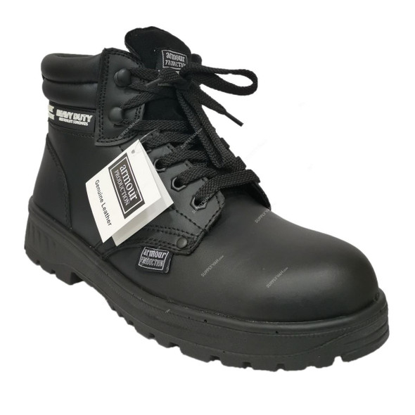 Armour Production Smooth Safety Shoes, LY-24, Leather, Size43, Black