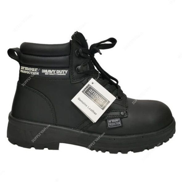 Armour Production Smooth Safety Shoes, LY-24, Leather, Size45, Black