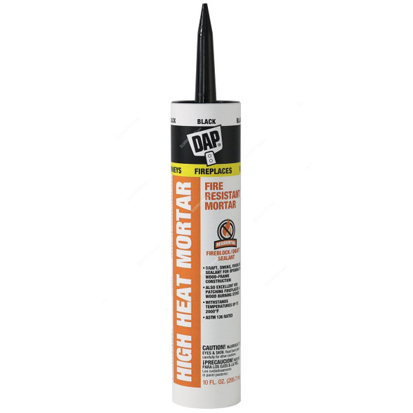 Dap High Heat Mortar Fireblock Sealant, 18854, Black, 10.1 Oz, 12 Pcs/Pack