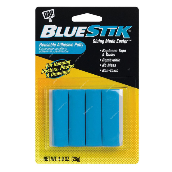 Dap Bluestik Reusable Adhesive Putty, 01201, Blue, 28GM, 12 Pcs/Pack